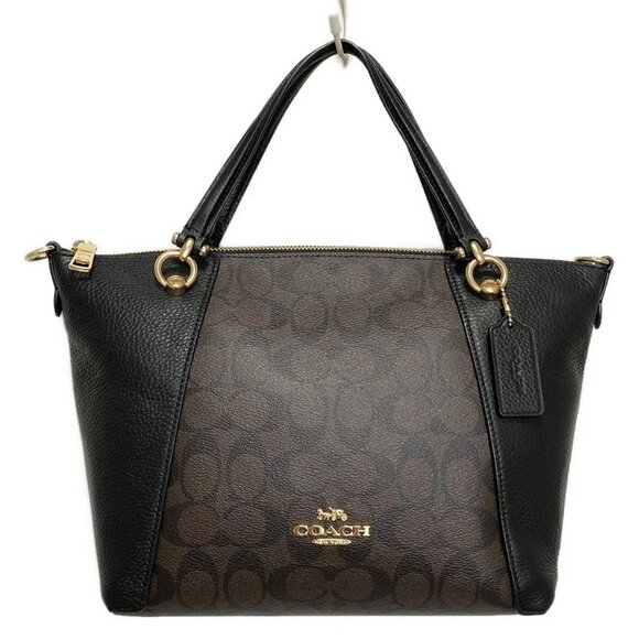 Auth COACH Casey Satchel C6230 Black Dark Brown PVC Leather - Handbag - Picture 2 of 10